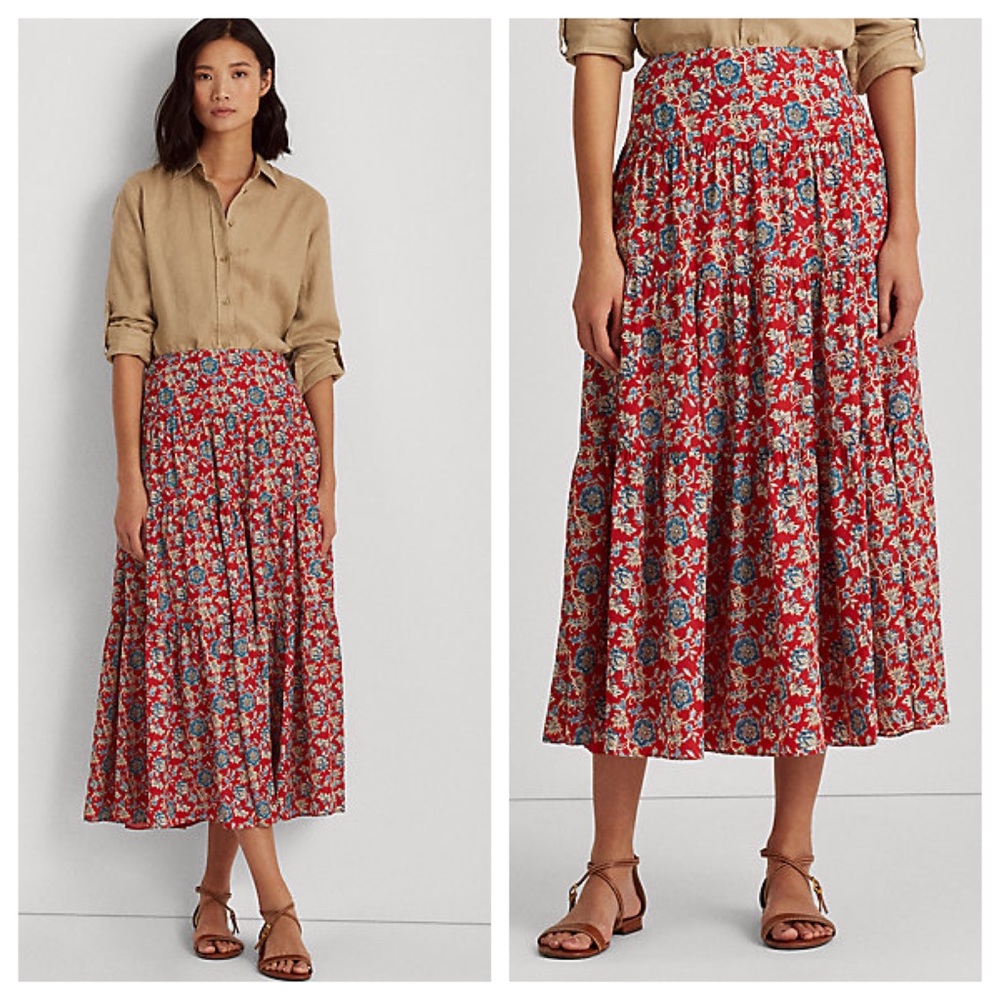 Lauren Ralph Lauren Floral Tiered Peasant Skirt